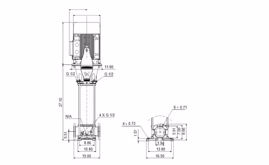 Pompe centrifuge à plusieurs étages verticale de l'eau de pompe d'acier inoxydable à haute pression
